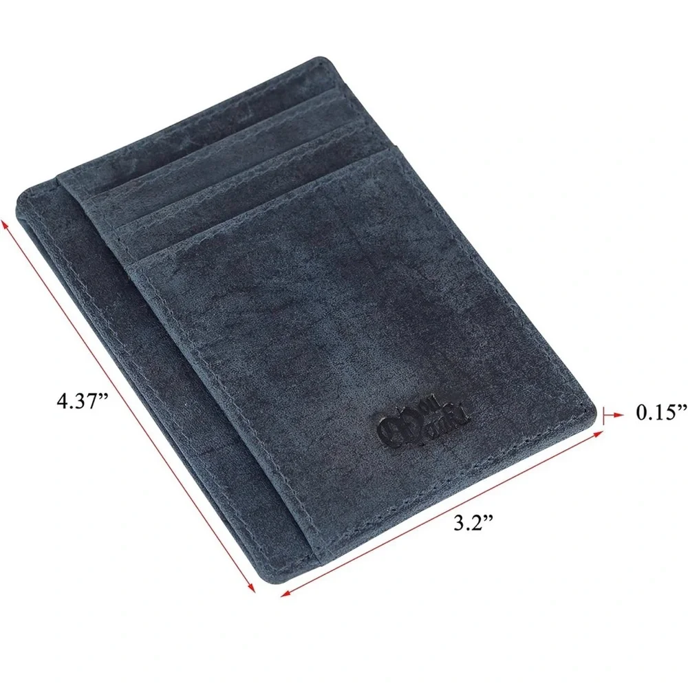 NWT Mou Meraki Brand RFID Protection Leather Wallet Navy Blue